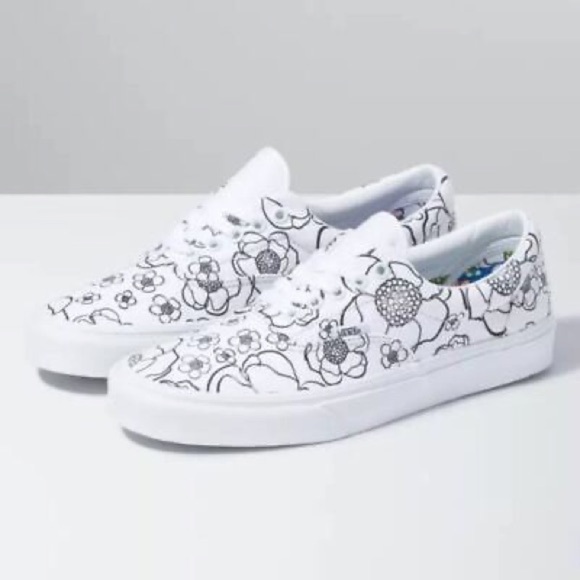 Vans White and Black Floral Sneakers - Picture 2 of 13